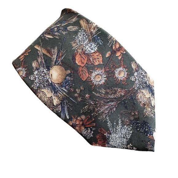 Vintage Bill Blass autumn floral harvest 100% silk neck tie 4” w - Picture 1 of 4